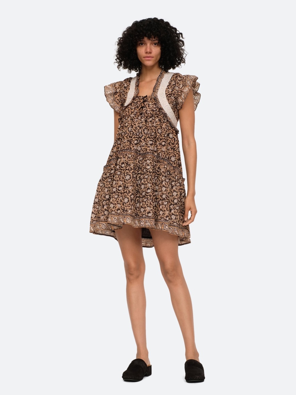 SEA New York Irina Tunic Dress Multi Print Flutter Sleeve Dress Size Large NWT